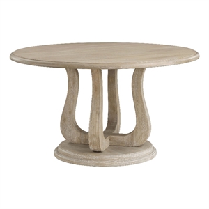 Trofello Round 60-inch Pedestal Dining Table White Washed