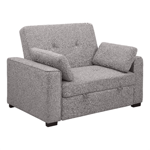 coaster edith fabric upholstered convertible sleeper sofa bed in gray