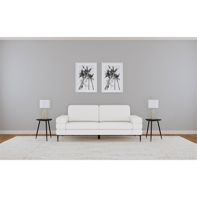Coaster Jessel Chenille Fabric Upholstered Track Arm Sofa in Ivory