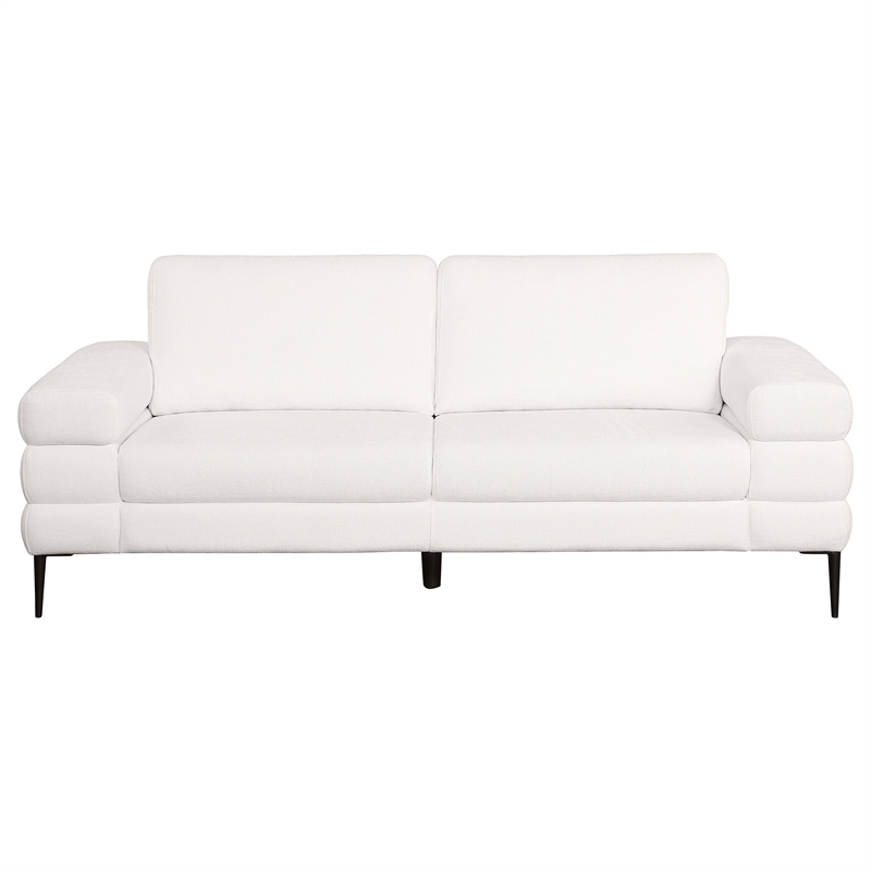 Coaster Jessel Chenille Fabric Upholstered Track Arm Sofa in Ivory