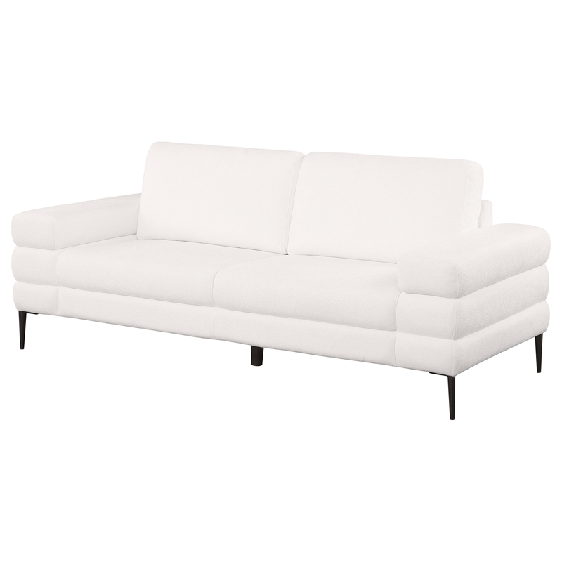 Coaster Jessel Chenille Fabric Upholstered Track Arm Sofa in Ivory