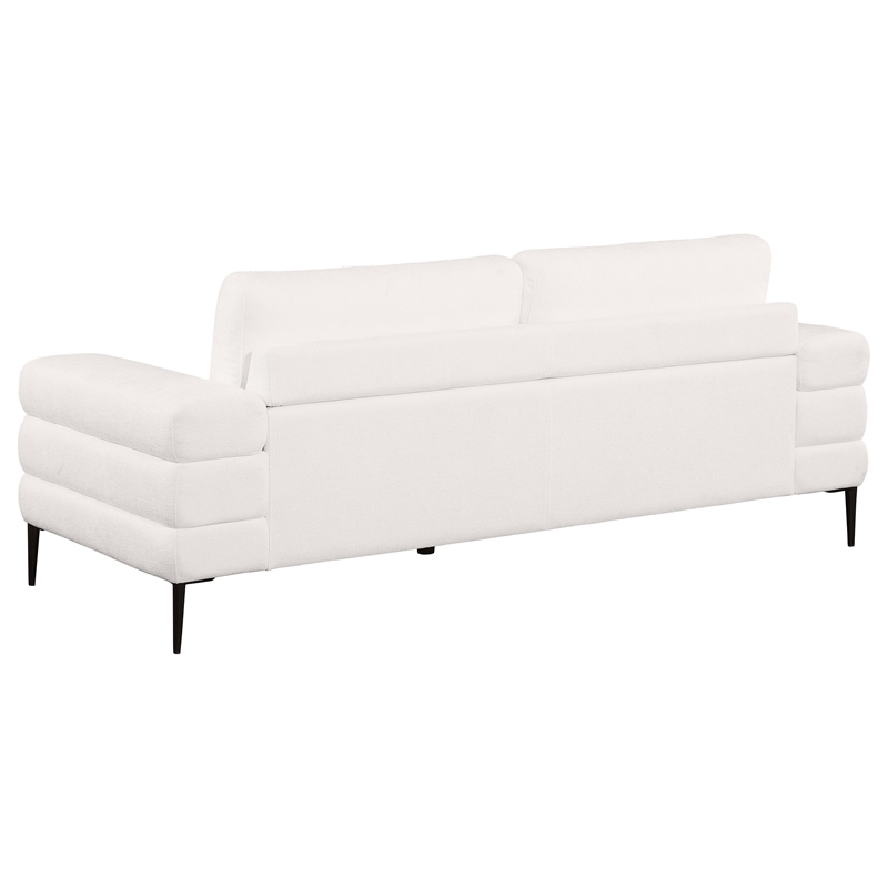 Coaster Jessel Chenille Fabric Upholstered Track Arm Sofa in Ivory