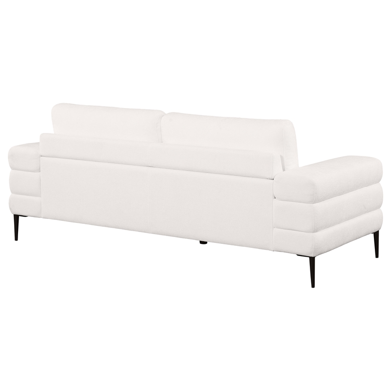 Coaster Jessel Chenille Fabric Upholstered Track Arm Sofa in Ivory