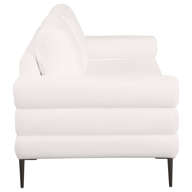 Coaster Jessel Chenille Fabric Upholstered Track Arm Sofa in Ivory