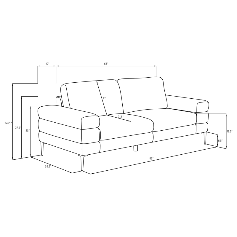 Coaster Jessel Chenille Fabric Upholstered Track Arm Sofa in Ivory