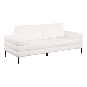 Coaster Jessel Chenille Fabric Upholstered Track Arm Sofa in Ivory