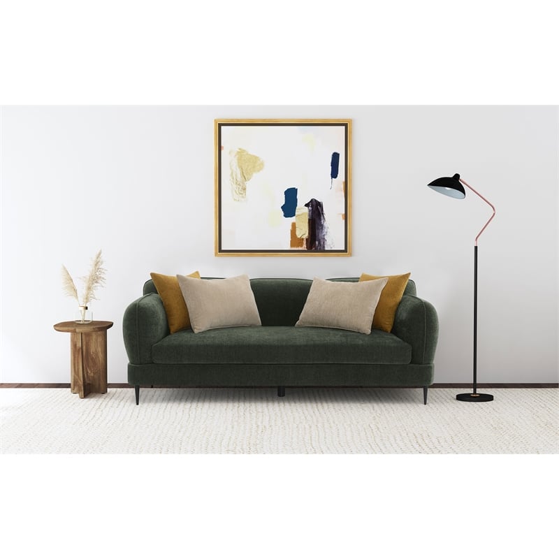 Jade Chenille Upholstered Modern Track Arm Sofa Green