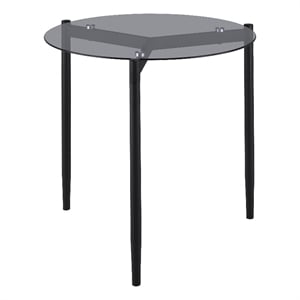 Rosalie Round Smoked Glass Top End Table Grey