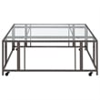 Adri Square Glass Top Coffee Table with Casters Black Nickel