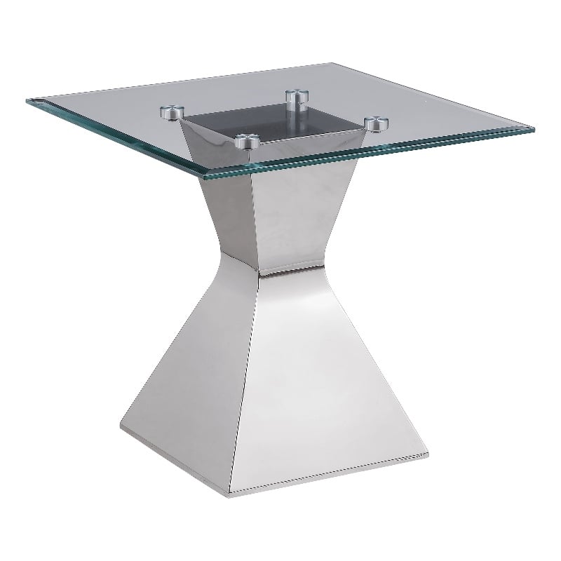 Jenny Glass Top Stainless Steel Side End Table Chrome