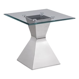 Jenny Glass Top Stainless Steel Side End Table Chrome