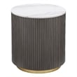 Jason Round Marble Top Drum Base Side End Table White and Charcoal