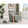 Diego Upholstered Accent Arm Chair with Wood Arms Grey