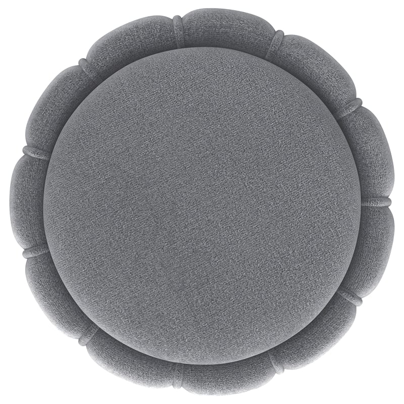 Coaster Sora Round Soft Velvet Upholstered Ottoman in Gray
