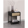 Amherst 1-drawer Radio Weave Cane Metal Bedside Table Black
