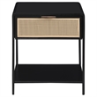 Amherst 1-drawer Radio Weave Cane Metal Bedside Table Black