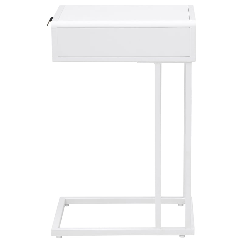 Amherst 1-drawer Radio Weave Cane Metal Side Table White
