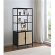 Amherst 3-shelf Radio Weave Cane Metal Accent Cabinet Black