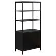 Amherst 3-shelf Radio Weave Cane Metal Accent Cabinet Black