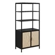 Amherst 3-shelf Radio Weave Cane Metal Accent Cabinet Black