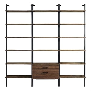 Owens 3-piece 96-inch Wall Mounted Bookshelf Set Walnut