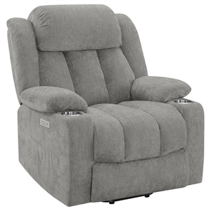 coaster houston fabric upholstered power lift recliner in gray