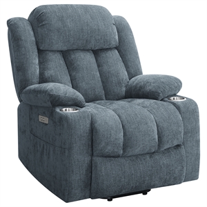 coaster houston fabric upholstered power lift recliner slate in blue
