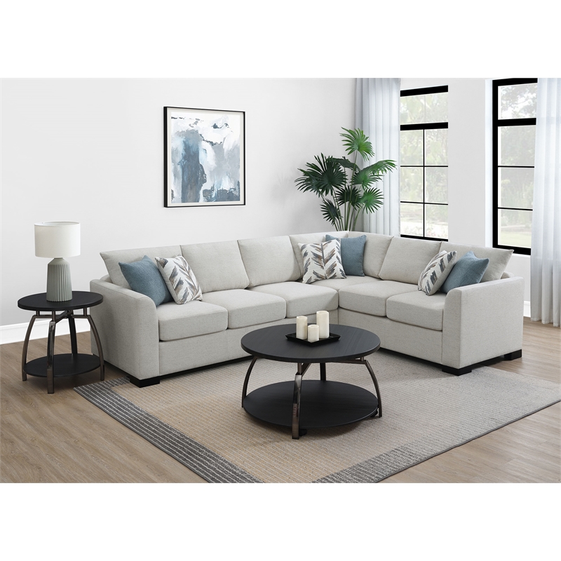 Ashford Chenille Upholstered Sleeper Sectional Sofa Greige