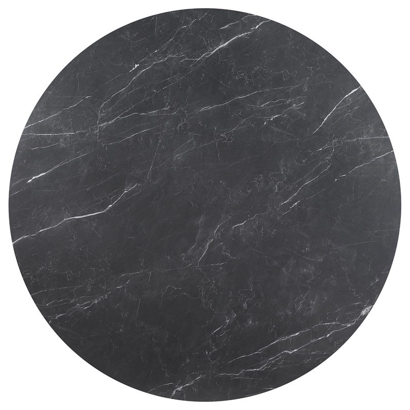 Coaster Camden 5-Piece Round Faux Marble Top Metal Dining Table Set in Black
