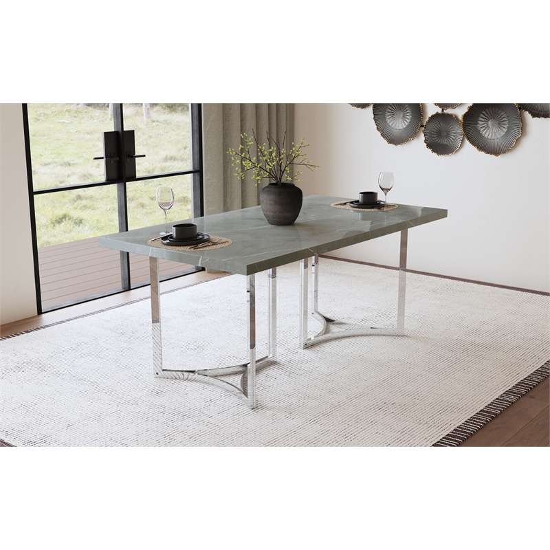 Sterling 72-inch Rectangular Dining Table Grey Faux Marble