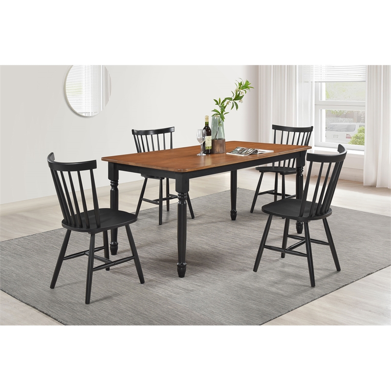 Hollyoak 5-piece Rectangular Dining Set Walnut and Black