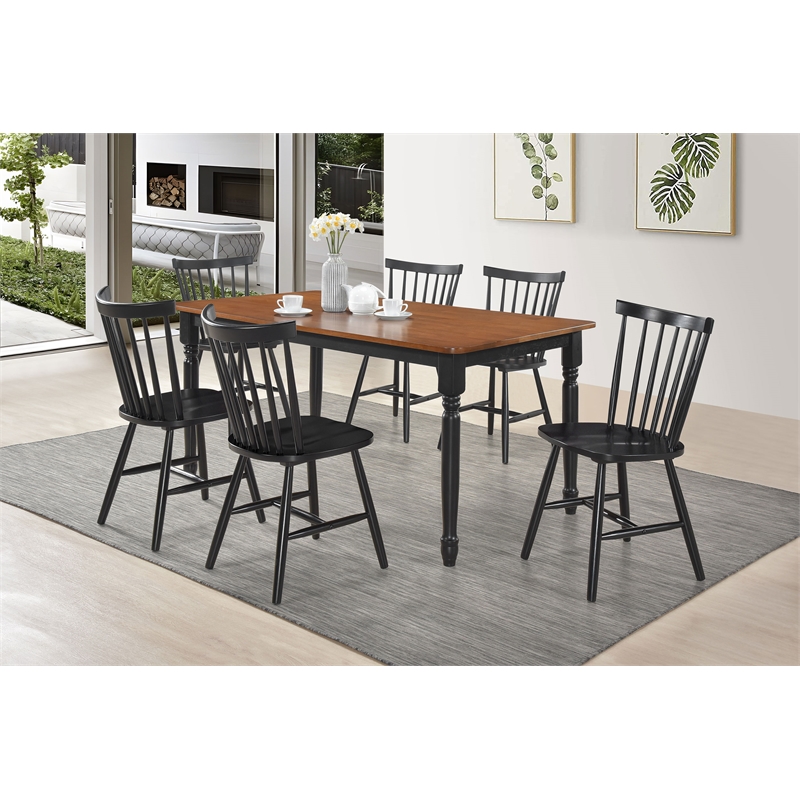 Hollyoak 7-piece Rectangular Dining Set Walnut and Black
