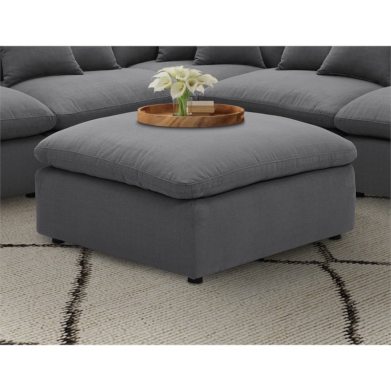 Hobson Square Upholstered Ottoman Charcoal