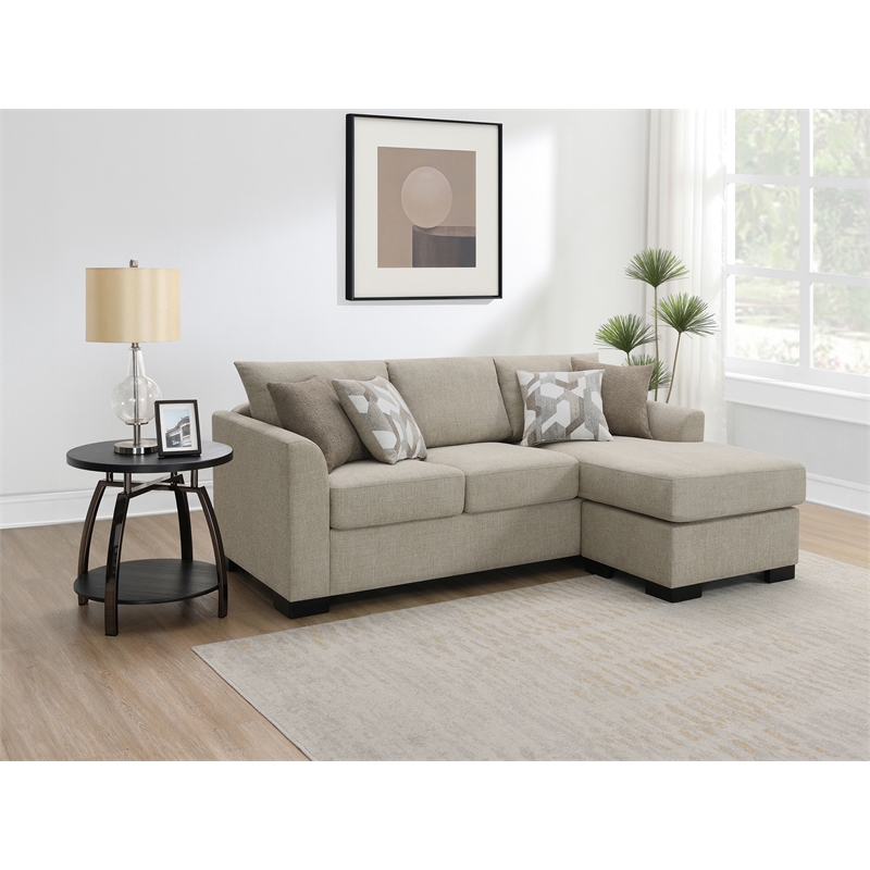 Storey Upholstered Sleeper Sectional Chaise Sofa Camel