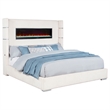 Tisdall Upholstered Eastern King Flame Visualizer Bed Cream