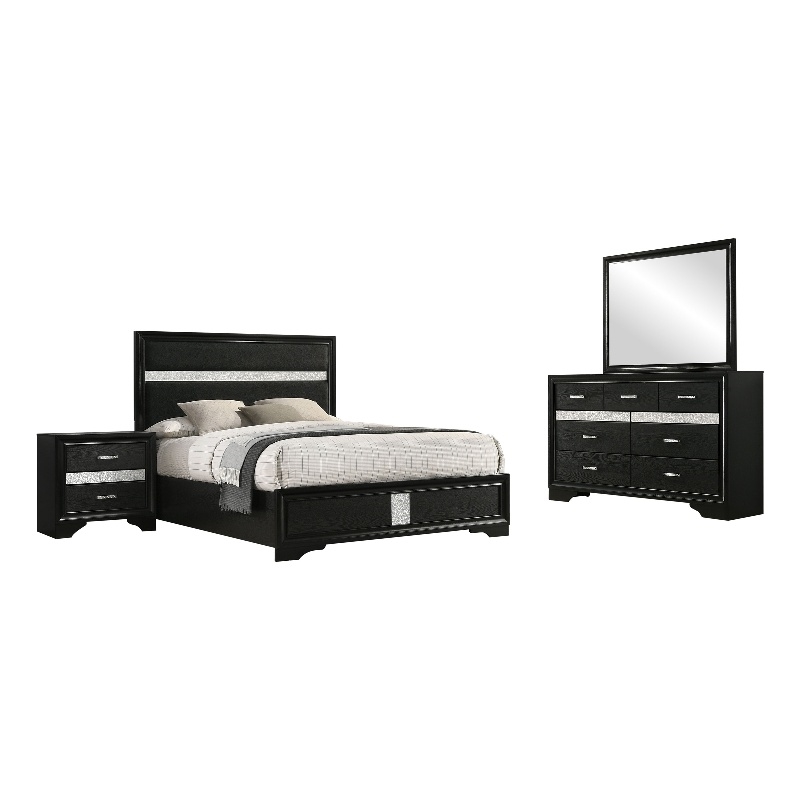Miranda 4-piece Full Bedroom Set Black