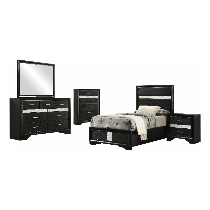 Miranda 5-piece Twin Bedroom Set Black