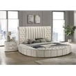 Sonya Upholstered Eastern King Round Storage Bed Ivory