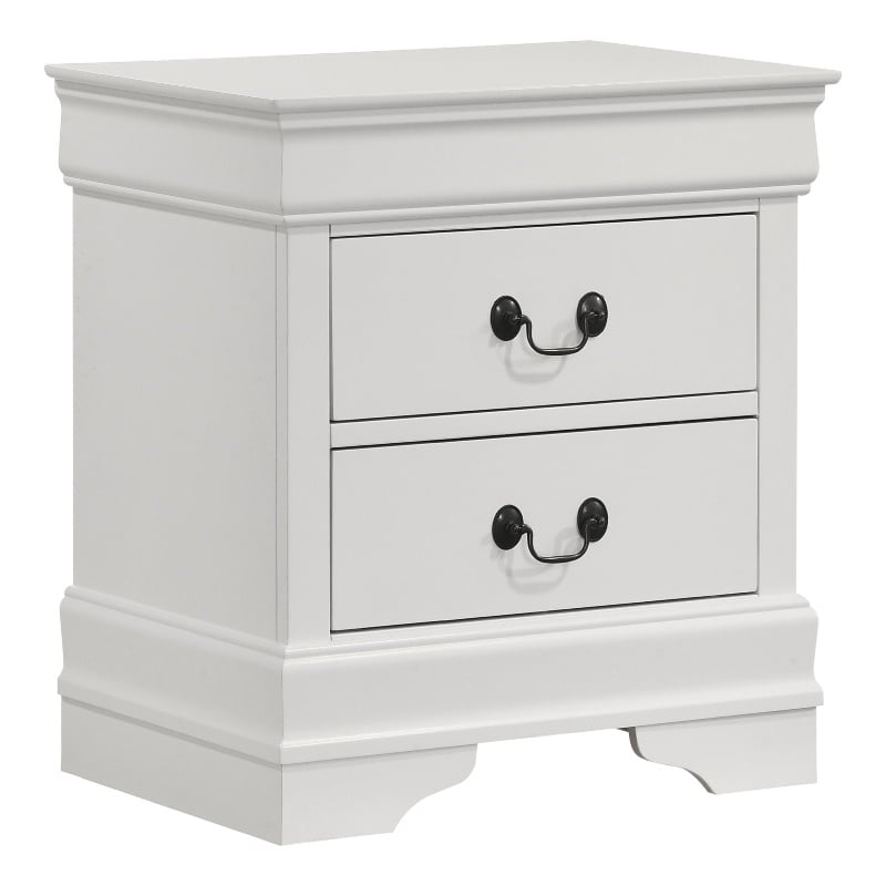 Louis Philippe 2-drawer Nightstand Bedside Table White