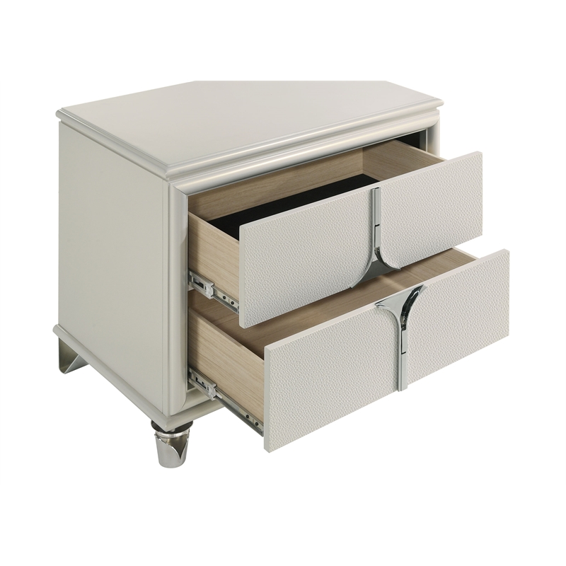 Olivia 2-drawer Nightstand Bedside Table Pearl White