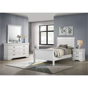 Louis Philippe 4-piece Twin Bedroom Set White