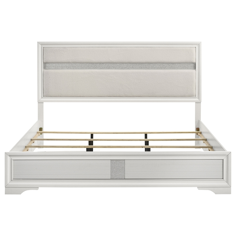 Miranda 54-inch Upholstered Eastern King Panel Bed White