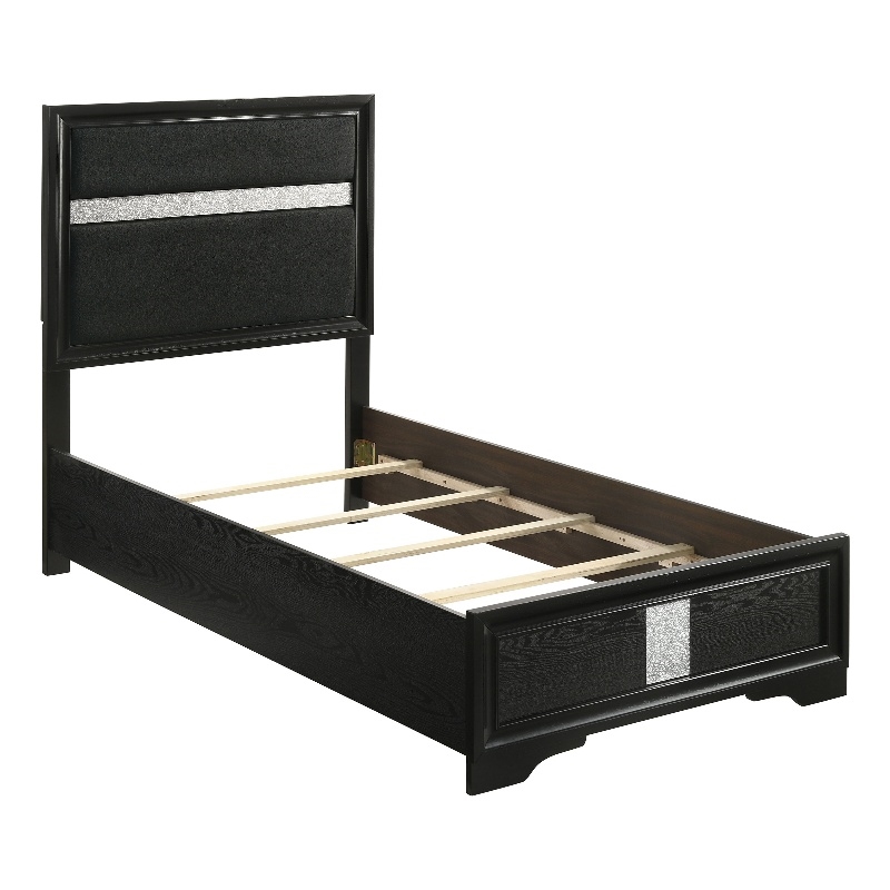 Miranda 54-inch Upholstered Twin Panel Bed Black