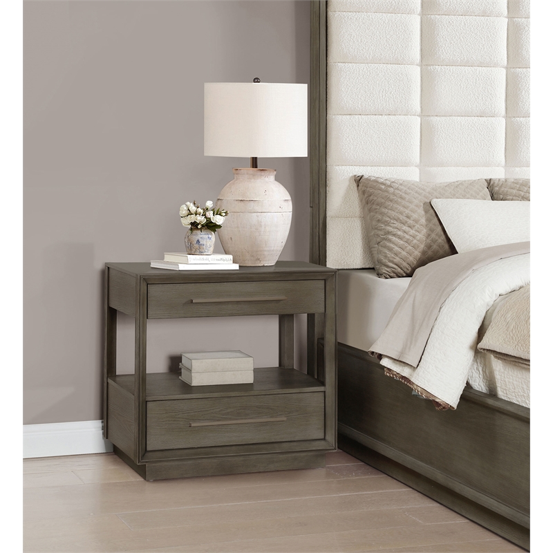 Durango 2-drawer Nightstand Bedside Table Taupe Oak