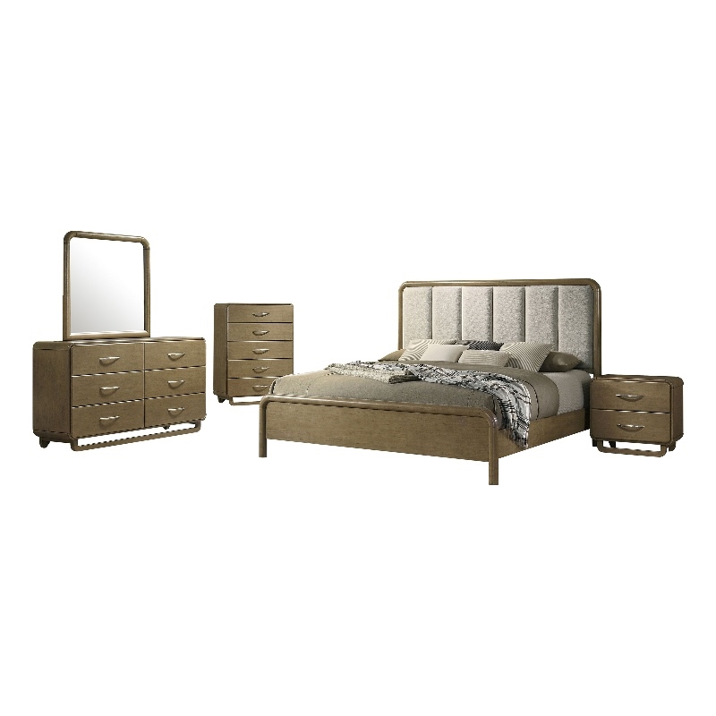 Coaster Amsbury 5-Piece Transitional Wood Eastern King Bedroom Set in Nutmeg