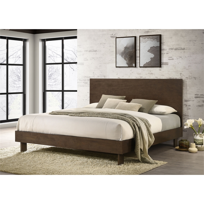 Glenwood 48-inch Eastern King Platform Panel Bed Warm Brown