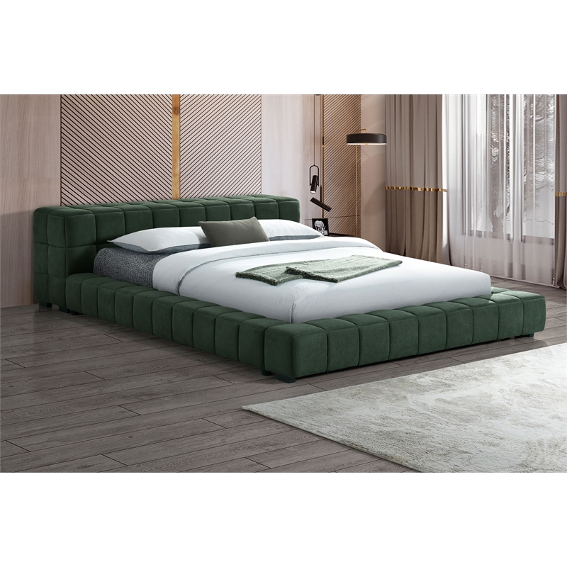Trinity Upholstered Eastern King Platform Bed Green