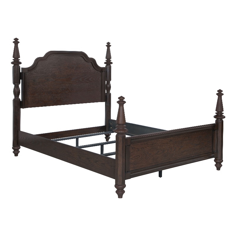 Andover 63-inch Four Poster Queen Bed Dark Oak