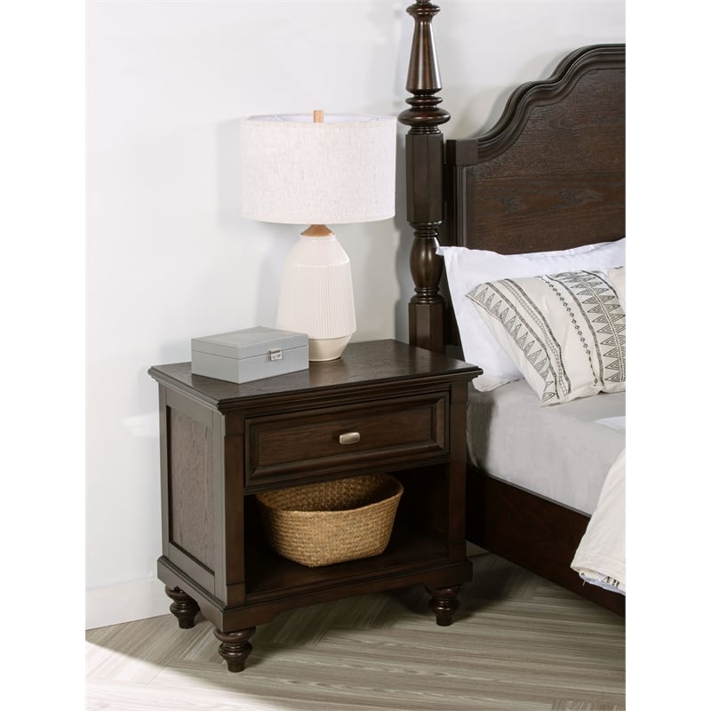 Andover 1-drawer Nightstand Bedside Table Dark Oak