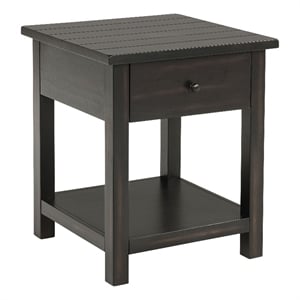 Payne 1-drawer Wood End Table with Shelf Distressed Java
